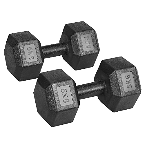 Yaheetech 2x4kg/2x5kg/2x6kg/2x7.5kg/2x8kg/2x10kg (Sold in Pair) Dumbbells Set Arm Hand Weight Dumbbell Hexagon Dumbbell for Strength Training Home Workout Aerobic - 10.0 Kilograms
