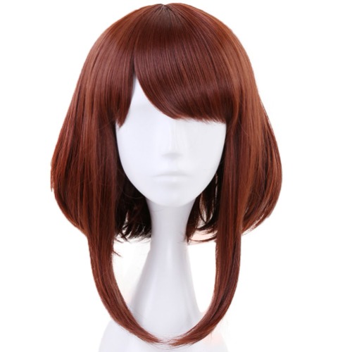 ANOGOL Hair Cap+Brown Wigs Short Bob Synthetic Hair Cosplay Wig Short Wavy For Anime Cosplay Brown Wavy Costume Wig For Anime Cosplay, Short Brown Wig Bob Wig For Halloween Costumes Women Wigs Party - Dark Brown