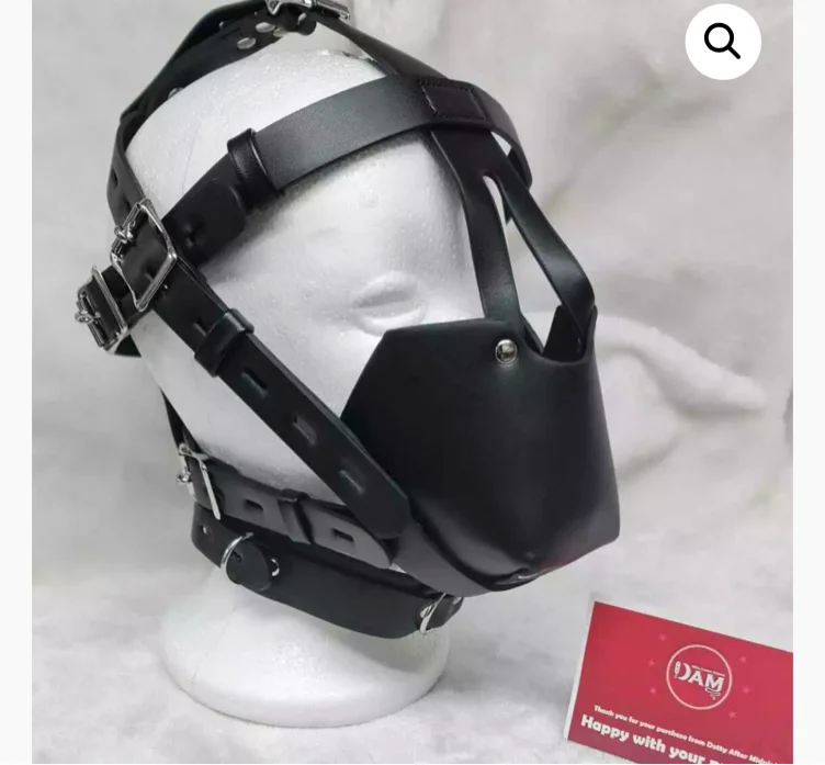 5 strap Head Harness with Hidden Dribble ball Gag with padlocks | Dotty After Midnight