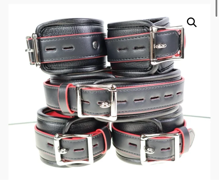 Red and Black Collar Wrist cuffs and Ankle Cuffs set | Dotty After Midnight