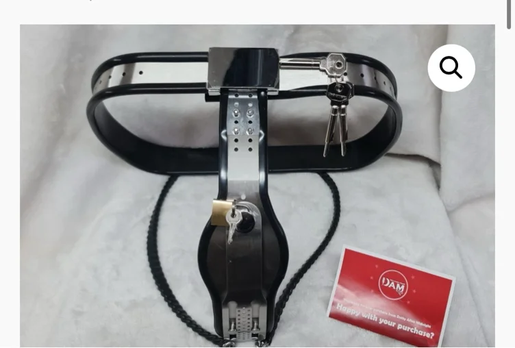 Black Chastity Belt w/ Split Rear Chain (Female) | Dotty After Midnight
