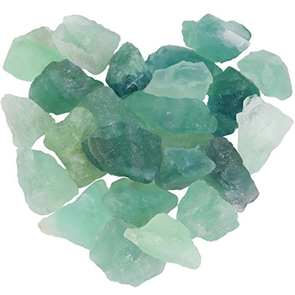 Swpeet 1 lb 0.8-1.5" Green Fluorite Stone Crystal Gemstone Chips Crushed Pieces Irregular Shaped Stones for Cabbing, Tumbling, Cutting, Lapidary, Polishing, Reiki Crystal Healing