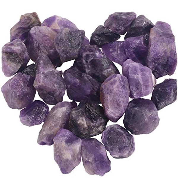 Swpeet 1 lb 0.8-1.5" Raw Amethyst Stone Crystal Gemstone Chips Crushed Pieces Irregular Shaped Stones for Cabbing, Tumbling, Cutting, Lapidary, Polishing, Reiki Crystal Healing