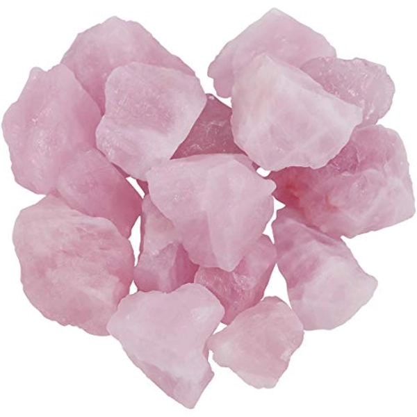 Swpeet 1 lb 0.8-1.5" Pink Crystal Stone Crystal Gemstone Chips Crushed Pieces Irregular Shaped Stones for Cabbing, Tumbling, Cutting, Lapidary, Polishing, Reiki Crystal Healing