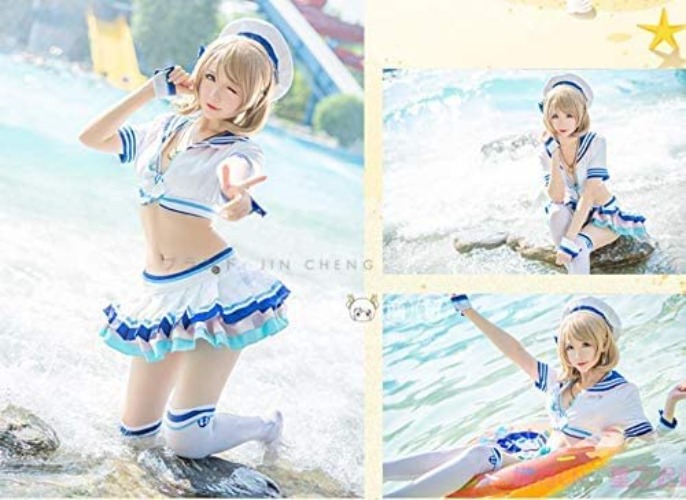 Love Live! Sunshine!! Cosplay Dengeki G's Magazine Poster, Watanabe You, Swimsuit, Cosplay Costume (Wig, Shoes Sold Separately), Costume, Transformation, Stage Outfit, Stage, Halloween, Christmas