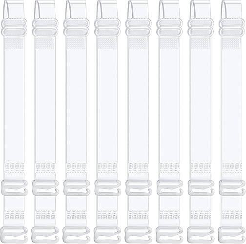 GUKOY Clear Bra Strap Invisible Adjustable Shoulder Strap, 4 Pairs Max Length 65cm/26.6in Soft Non-Slip Bra Straps - 15MM