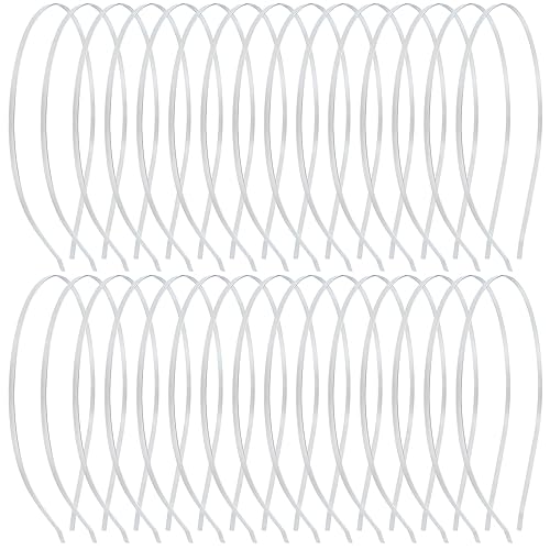 Dizila 30 Pack 0.3cm/0.12" Smooth Plain Blank DIY Craft Silver Thin Metal Headbands Frame Base Wire Hair Bands Accessories for Women Men Girls Teens Kids - Silver (width: 0.3cm/0.12")