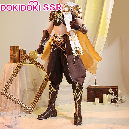 【Ready For Ship】DokiDoki-SSR Game Genshin Impact Cosplay Male Traveler Sora Costume Kong Aether Costume / Shoes | Costume Only-S