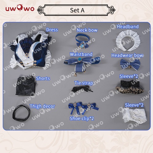 Uwowo Genshin Impact Fanart Furina Focalors Hydro Archon Maid Cosplay Costume - 【In Stock】Set A：S