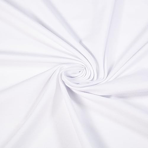 FabricLA Cotton Spandex Jersey Fabric by The Yard - 10 oz 4-Way Stretch Spandex & Cotton Fabric, 60" Wide – Perfect for Skirts, Tops, T-Shirts | White | Sold in 1 Yard - 1 Yard Pre Cut - White