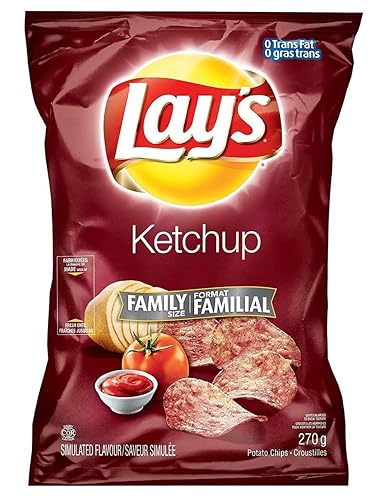 Canadian Lays Ketchup Chips (Imported From Canada) - 1 Family Size Bag