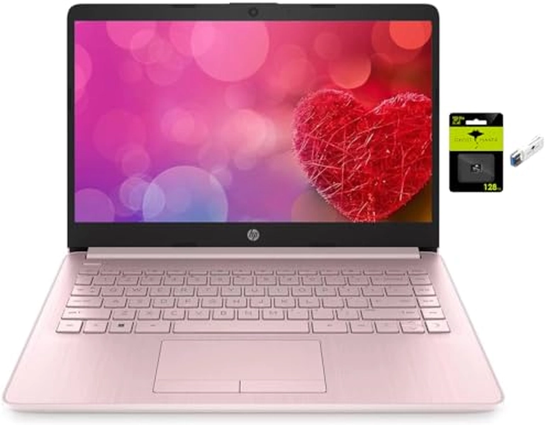 HP 14" Laptop Stream Ultral Light for Students and Business, Intel Celeron N4000, 8GB RAM, 192GB Storage (64GB eMMC+128GB Ghost Manta SD Card), 1 Year Office 365, HDMI, WiFi, USB-A&C, Win 11