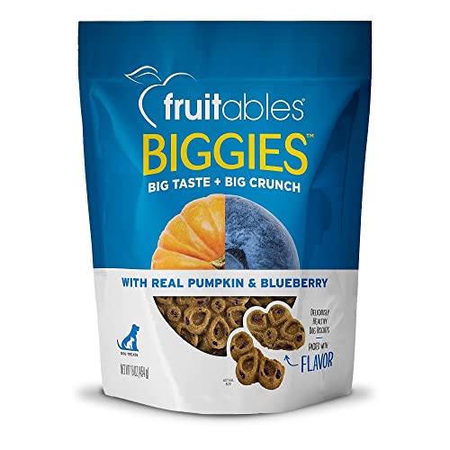 Fruitables Biggies Dog Biscuits – Crunchy Dog Biscuits Made with Pumpkin – Healthy Dog Treats Packed with – Free of Wheat, Corn and Soy – Pumpkin & Blueberry – 16 Ounces - 1 Pound (Pack of 1) - Pumpkin & Blueberry