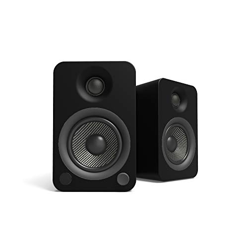 Kanto YU4MB Powered Speakers with Bluetooth and Built-in Phono Preamp | Auto Standby and Startup | Remote Included | 140W Peak Power | Pair | Matte Black - Matte Black