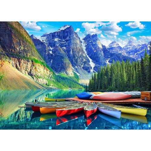 HUADADA 1000 Piece Puzzle for Adults - Moraine Lake Canoes - Puzzles 1000 Piece Nature Landscape Jigsaw Puzzles for Adults and Kids (27.56" x 19.67") - Moraine Lake Canoes