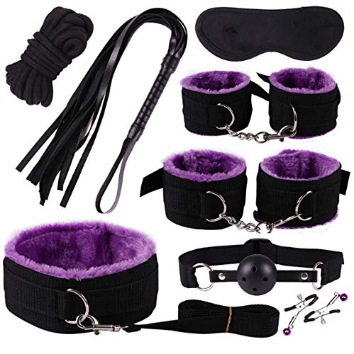 Bondaged-Kit-Sex-Set Juguetes-Sexuales Restraints For Bed Restraints For Sex Play Bandage Kits Sex For Couples, Bed Straps Restraints Sex Whips For Sex, Bed Restraints Sex Rope Restraints Sex - Purple
