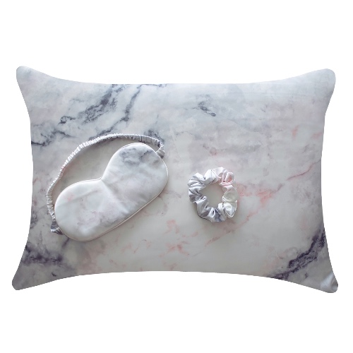 Satin Pillowcase Sleep Set -  Pastel Marble