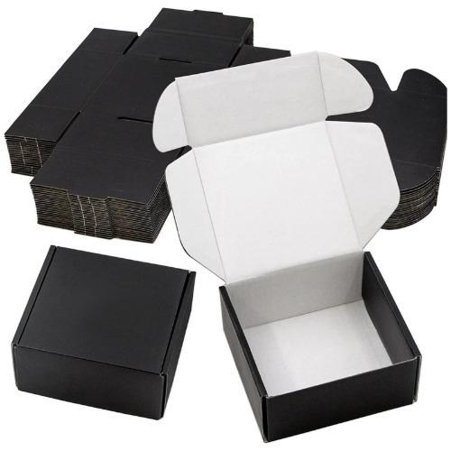 Black Moving Boxes，25 Pcs 5x4x3 inch Shipping Boxes,Cardboard Small Shipping Boxes ,Crush-Proof, for Shipping、 Mailing、Packaging and Storing-Yeasica - 5x4x3 Black