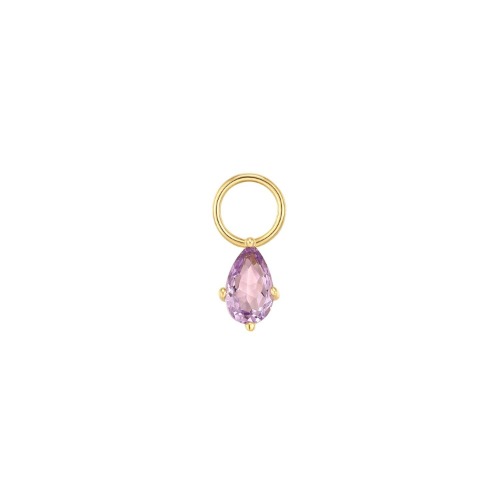 AMETHYST PEAR SHAPED HOOP CHARM - 14K Gold Vermeil