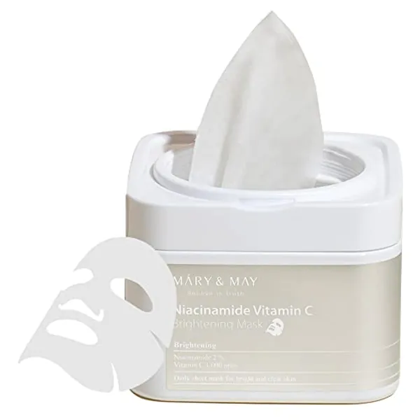 Mary&May Niacinamid Vitamin C Aufhellende Maske 30ea | Schnellspender Typ 30 Blatt, Aufhellung & Tonisierung, VitaminC, koreanische Gesichtsmaske, Marynmay