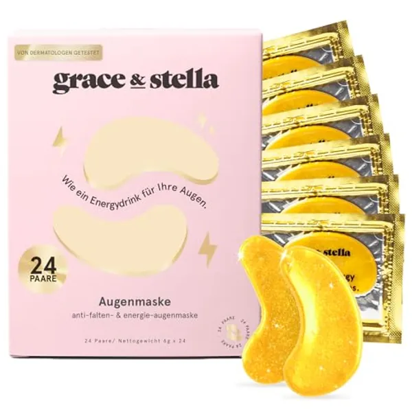 Grace & Stella - Augenpads, Eye Pads Reduzieren Dunkle Augenringe, Gegen Tränensäcke und Falten, Kühlende und Erfrischende Augen Pads Masken, Gel-Eyepads [24 Paare, Gold]