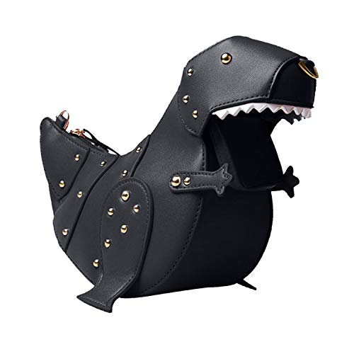 SUKUTU Upgrade Dinosaur Shape PU Leather Rivet Purses for Women, New Girls Crossbody Purses Shoulder Bag - Black