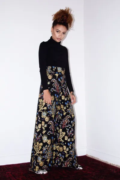 Organic Cotton/Bamboo Wide Leg Pants in Gold Thistle