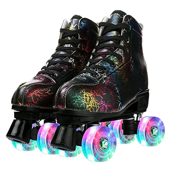 Roller Skates for Women and Mens, Classic High-top 4 Wheels Skating Roller Double Row Skates for Indoor and Outdoor Unisex Christmas Party with Bag