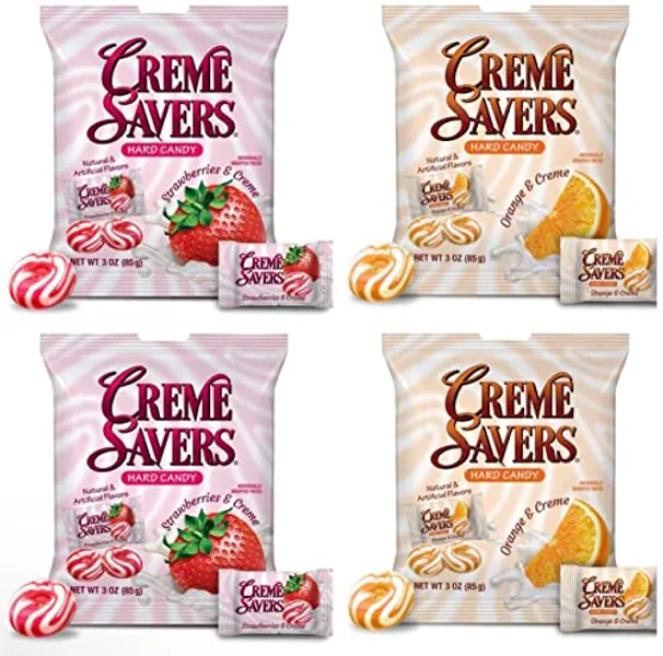 Creme Savers Strawberries and Oranges Creme Savers Hard Candy | 12 OZ Total - 4 bags