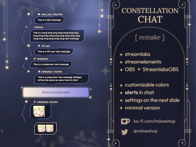 Starry Chat widget with role icons for Twitch [remake]
