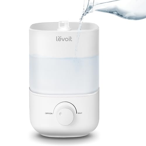 LEVOIT Top Fill Humidifiers for Bedroom, 2.5L Tank for Large Room, Easy to Fill & Clean, 26dB Quiet Cool Mist Air Humidifier for Home Baby Nursery & Plants, Auto Shut-off and BPA-Free for Safety, 25H - White - Humidifier
