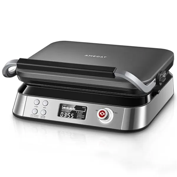 Waffeleisen 2 Minuten Fertig, Advanced Control, 5 Verschiedene Programme, 7 Bräunungsstufen, Steuerung über LCD–Display, Timer, 1600 Watt, Edelstahl