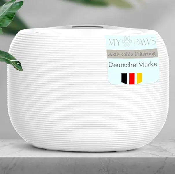 MyPaws® PET POD Keramik Optik ultraleiser Katzentrinkbrunnen Trinkbrunnen für Katzen - stromsparender Wasserspender Trinkbrunnen Kitten Katzenbrunnen mit großem Wassertank nicht kabellos