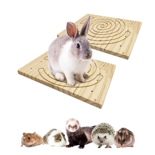 BNOSDM Rabbit Scratch Board, 2 Pack Bunny Scratching Pad Hamsters Nail Scratch Pad Natural Wood Small Animals Grinding Claw Chew Toys for Chinchillas Guinea Pigs Hedgehog Ferret Claws and Teeth Care