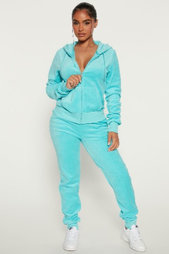 The Original Trendsetter Baby Girl Velour Set - Turquoise | S