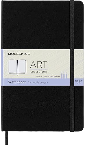 Moleskine Art Sketchbook, Hard Cover, Large (5" x 8.25") Plain/Blank, Black, 104 Pages - Black - Large - Sketchbooks