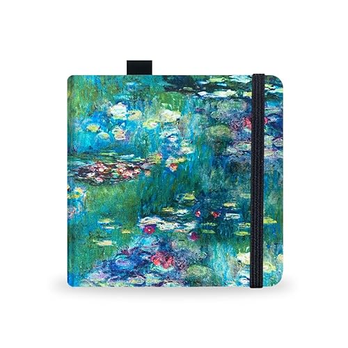 Watercolor Sketchbook,5x5 Inch Portable Square Cloth Cover Notebook, 20 Sheets Watercolor Textured Drawing Papers, 300 GSM Art Paper Sketchbook.Oil Painting Pond - 300gsm-oil painting pond