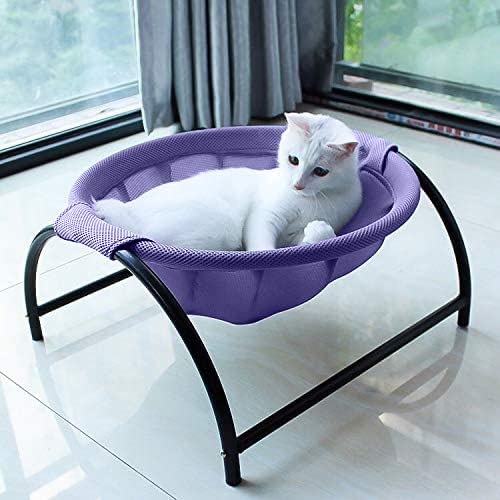 JUNSPOW Cat Bed Dog Bed Pet Hammock Bed Cat Sleeping Cat Supplies Pet Supplies Whole Wash Stable, Detachable & Breathable, Easy Assembly Indoors Outdoors, 16.9 in x 16.9 in x 9.5 in - 16.9"L x 16.9"W x 9.5"Th - Purple