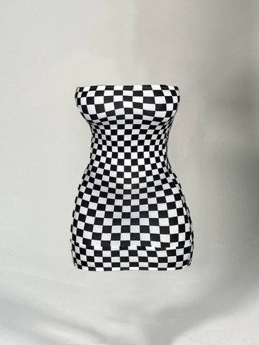 Dulsè Checkered Tube Dress (Gorilla Grip)