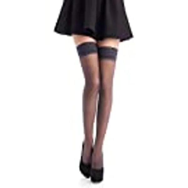 Romartex Halterloze 20 DEN elastaan kousen met smalle kanten tailleband (4-6 cm)