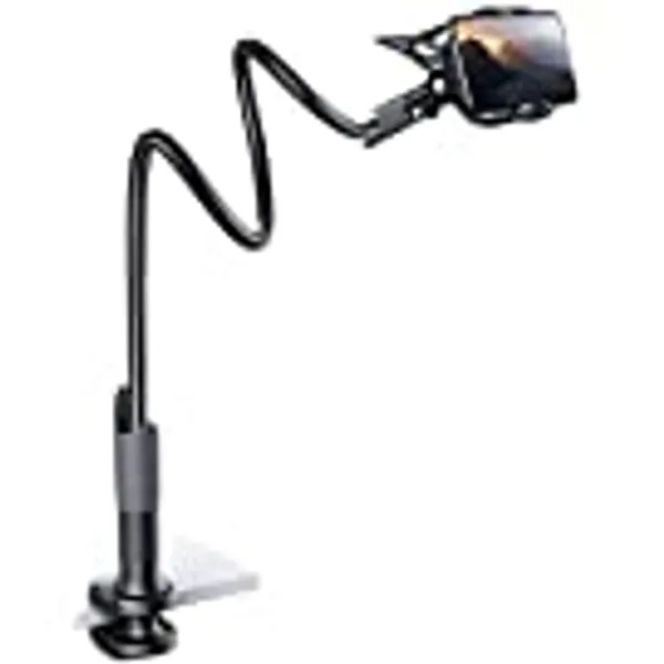 Zwanenhals telefoonhouder, Lamicall Flexibele houder voor bed - Lazy arm 360 verstelbare klem beugel standaard voor iPhone 12 Mini, 12 Pro Max, 11 Pro Xs Max XR X 8 7 6 Plus, Samsung S10 S9, smartphones - Zwart