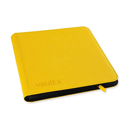 Vault X Premium Exo-Tec XL Zip Binder - 12 Pocket XL Trading Card Album Folder - 624 Side Loading Pocket Binder for TCG (Yellow) - Yellow Xl