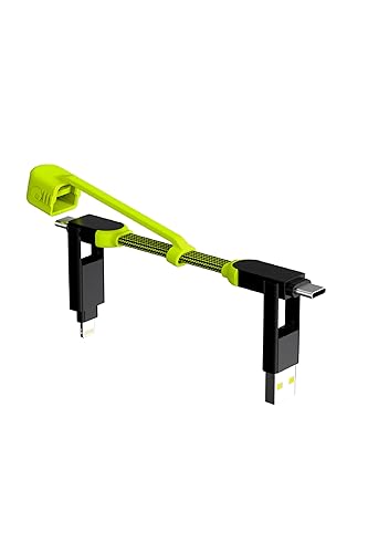Rolling Square inCharge XL Pocket - USB C Charger Cable, Lightning Cable for Smartphone - Black/Lime