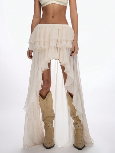 MISSGUIDED Boho Ruffle Waterfall Maxi Skirt