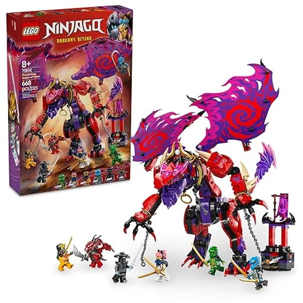 LEGO NINJAGO Thunderfang Dragon of Chaos Building Toy for Kids Ages 8+ - Dragon Rising Playset with 6 Minifigures and Poseable Dragon Figure - Birthday Gift Idea for Boys and Girls - 71832