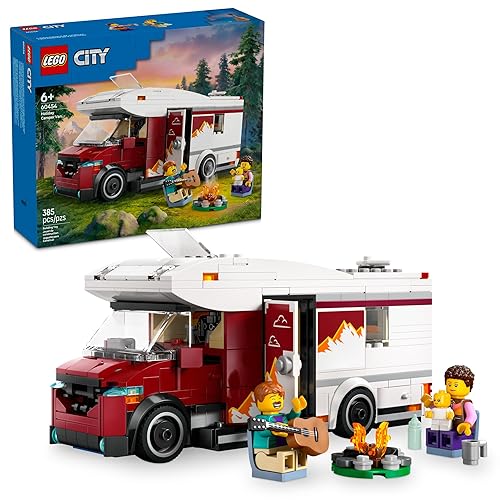 LEGO City Holiday Adventure Camper Van Building Toy Set - Vacation Toy for Kids, Boys and Girls, Ages 6+ - Includes 3 Minifigures and Accessories - Gift Idea for Birthdays and Holidays - 60454