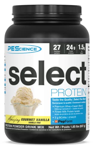 PEScience Select Low Carb Protein Powder, Gourmet Vanilla, 27 Serving, Keto Friendly and Gluten Free - Vanilla - 837 g (Pack of 1)