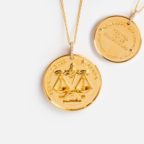 Vintage Inspired Zodiac Coin Necklace | Libra