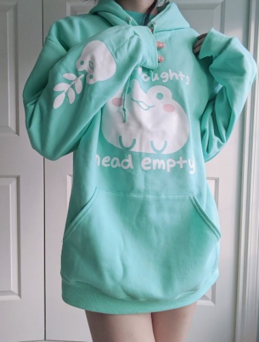 No Thoughts Head Empty Frog Hoodie | chirofish