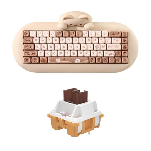 YUNZII C68 65% Wireless Mechanical Gaming Keyboard (Milk Switch,Brown), Custom Mechanical Keyboard Switches Set (35Pcs, Caramel Coffee)